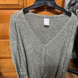 No Boundaries Olive Button-Up Cardigan